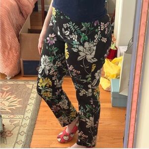 H&M Black Floral Cropped Pants